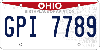 OH license plate GPI7789