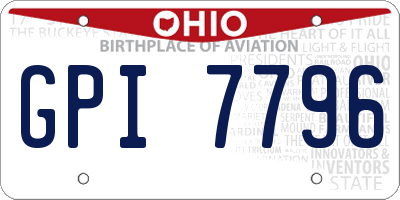 OH license plate GPI7796