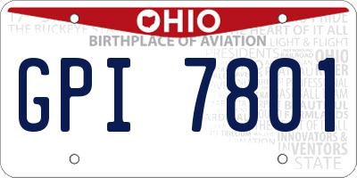 OH license plate GPI7801