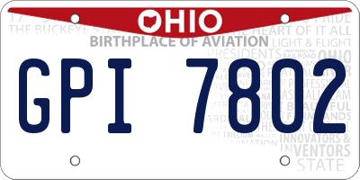 OH license plate GPI7802