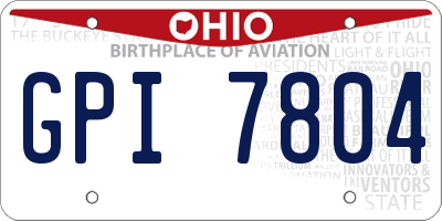 OH license plate GPI7804