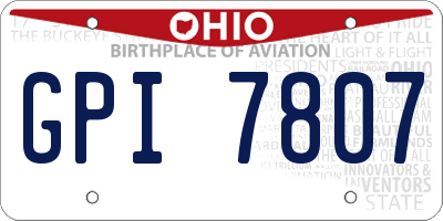 OH license plate GPI7807