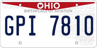 OH license plate GPI7810