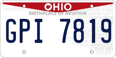 OH license plate GPI7819
