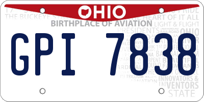 OH license plate GPI7838