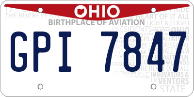 OH license plate GPI7847