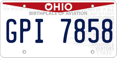 OH license plate GPI7858