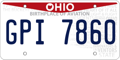 OH license plate GPI7860