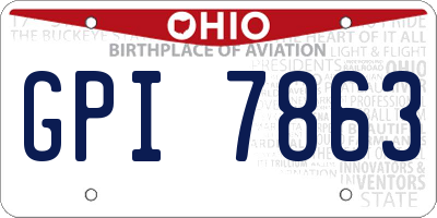 OH license plate GPI7863