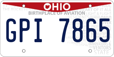 OH license plate GPI7865