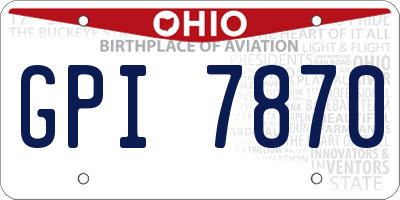 OH license plate GPI7870