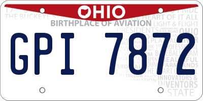 OH license plate GPI7872
