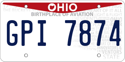 OH license plate GPI7874