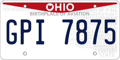 OH license plate GPI7875