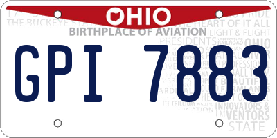 OH license plate GPI7883