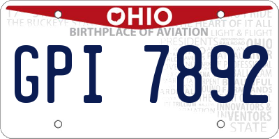 OH license plate GPI7892