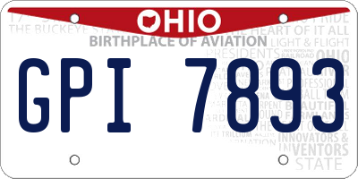 OH license plate GPI7893