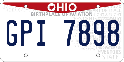 OH license plate GPI7898