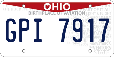 OH license plate GPI7917