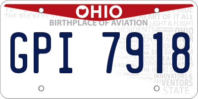 OH license plate GPI7918