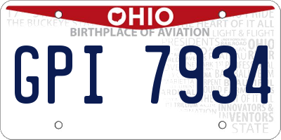 OH license plate GPI7934