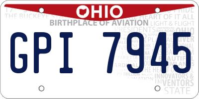 OH license plate GPI7945