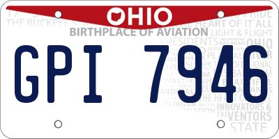 OH license plate GPI7946