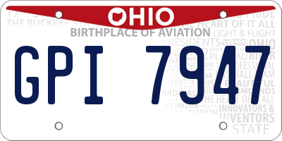 OH license plate GPI7947