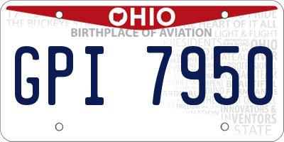 OH license plate GPI7950