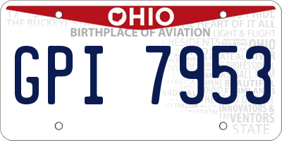 OH license plate GPI7953