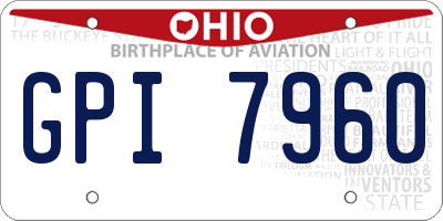 OH license plate GPI7960