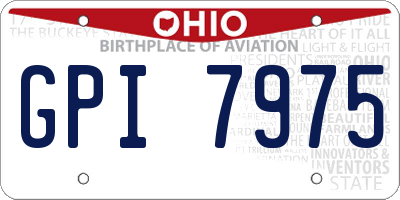 OH license plate GPI7975