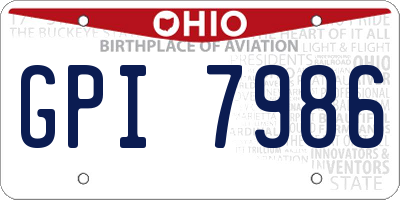 OH license plate GPI7986