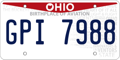 OH license plate GPI7988