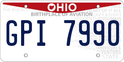 OH license plate GPI7990