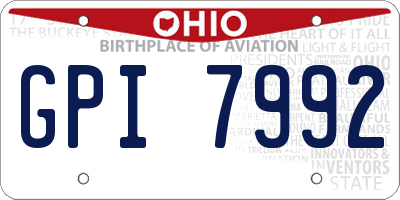 OH license plate GPI7992