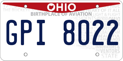 OH license plate GPI8022