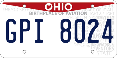 OH license plate GPI8024