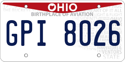 OH license plate GPI8026