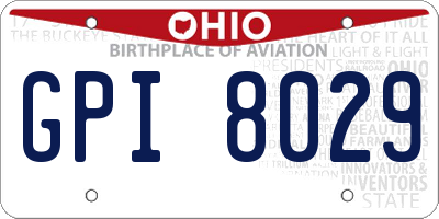 OH license plate GPI8029