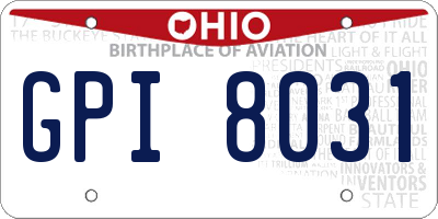 OH license plate GPI8031