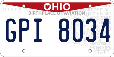 OH license plate GPI8034