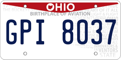 OH license plate GPI8037