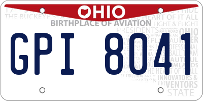 OH license plate GPI8041