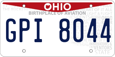 OH license plate GPI8044