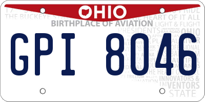 OH license plate GPI8046