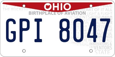 OH license plate GPI8047