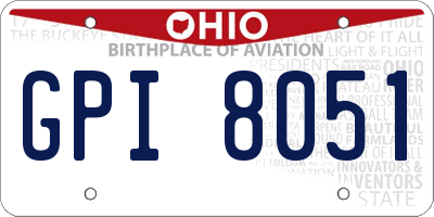 OH license plate GPI8051