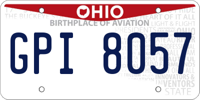 OH license plate GPI8057