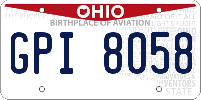 OH license plate GPI8058